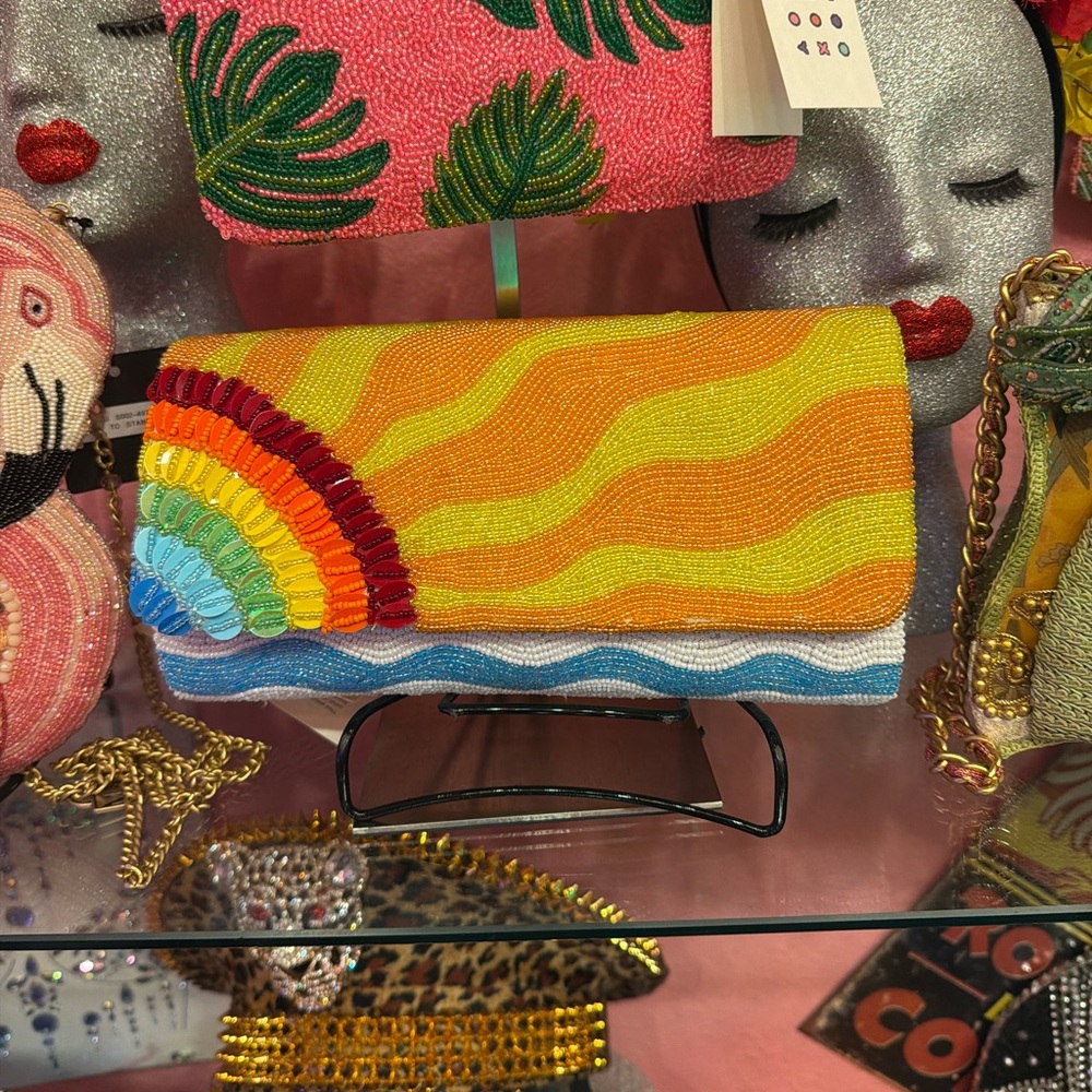Capture Key West! Hand Beaded Multicolor Rainbow Sunshine Clutch HandBag